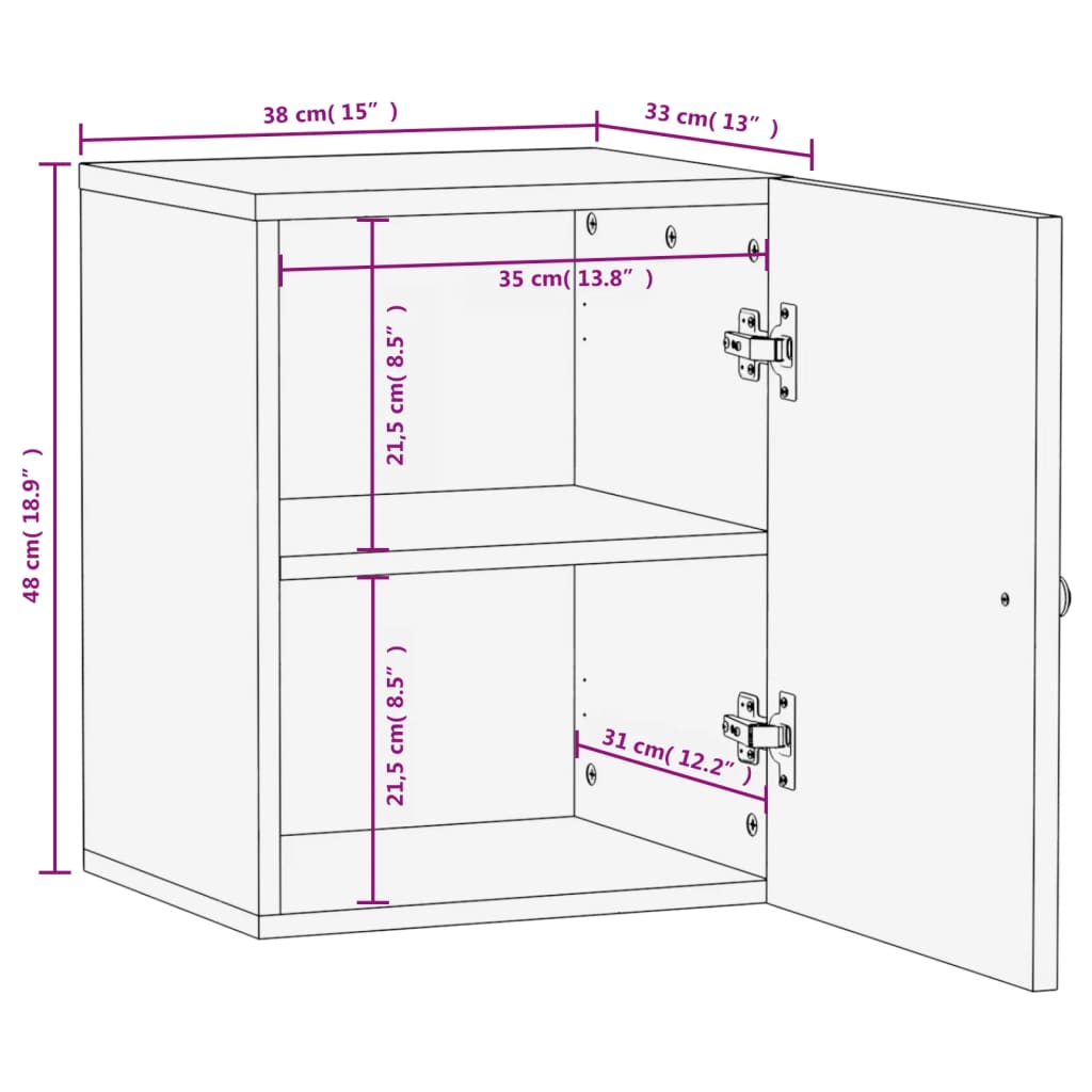 vidaXL Armario de baño de pared madera maciza mango negro 38x33x48 cm