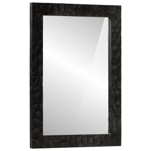 vidaXL Espejo de baño madera maciza mango y vidrio negro 50x70x2,5 cm