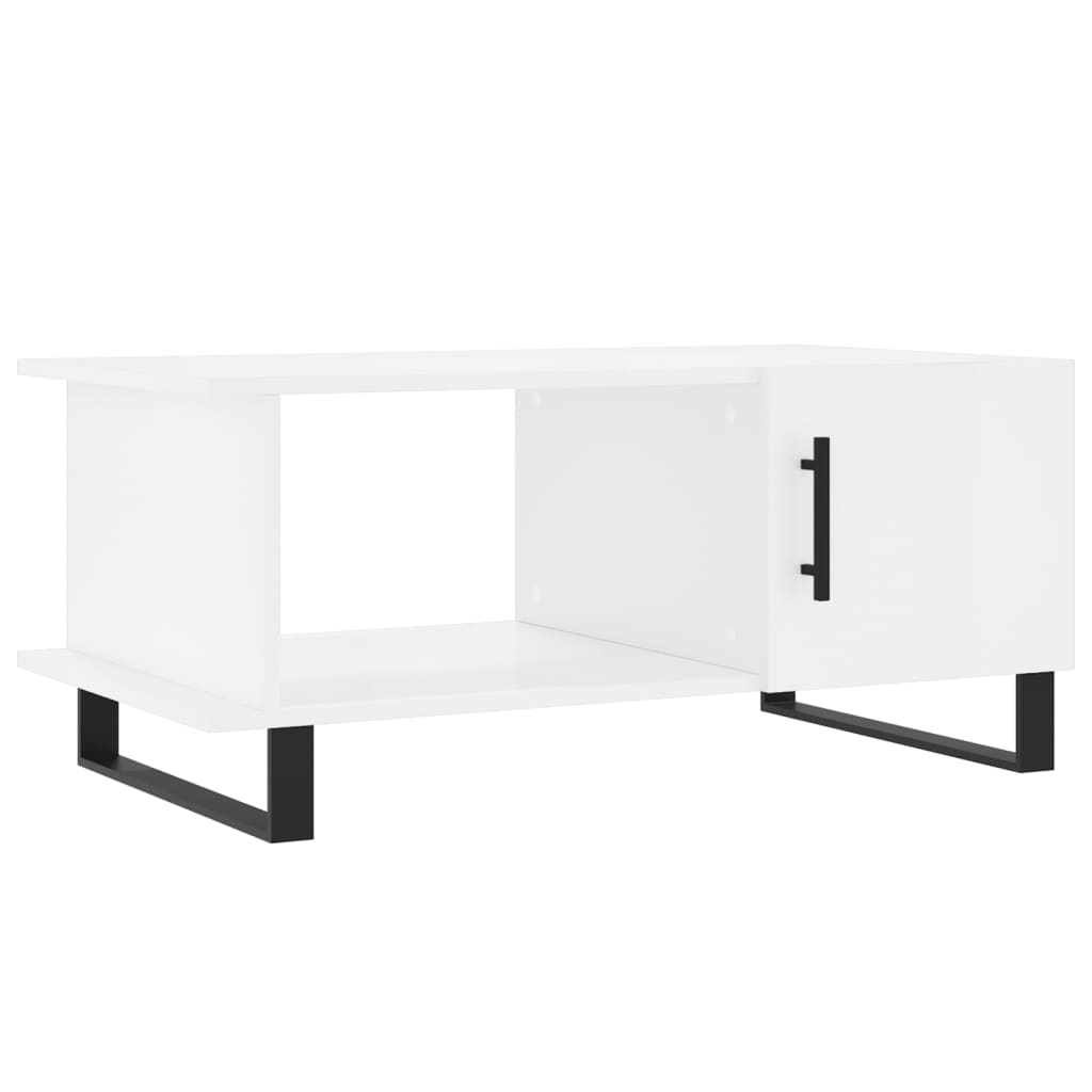 vidaXL Mesa de centro madera contrachapada blanco brillo 90x50x40 cm