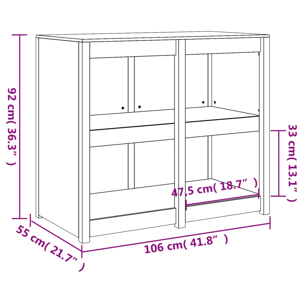 vidaXL Mueble de cocina de exterior madera maciza de pino 106x55x92 cm