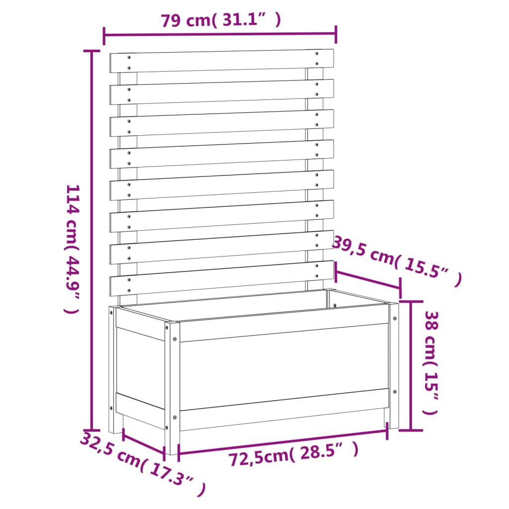 vidaXL Jardinera con estantería madera maciza Douglas 79x39,5x114 cm