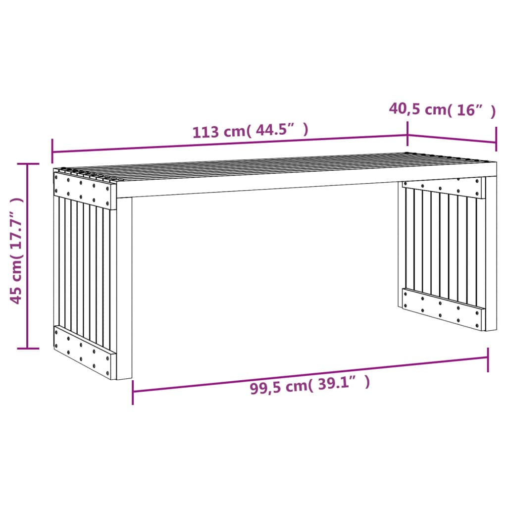 vidaXL Banco jardín extensible madera maciza Douglas 212,5x40,5x45 cm