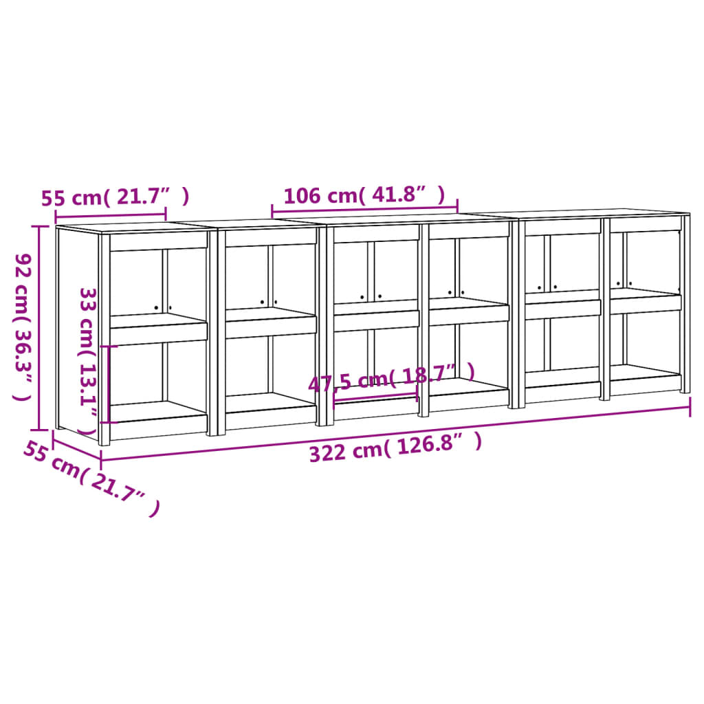 vidaXL Muebles de cocina de exterior 4 piezas madera maciza de pino