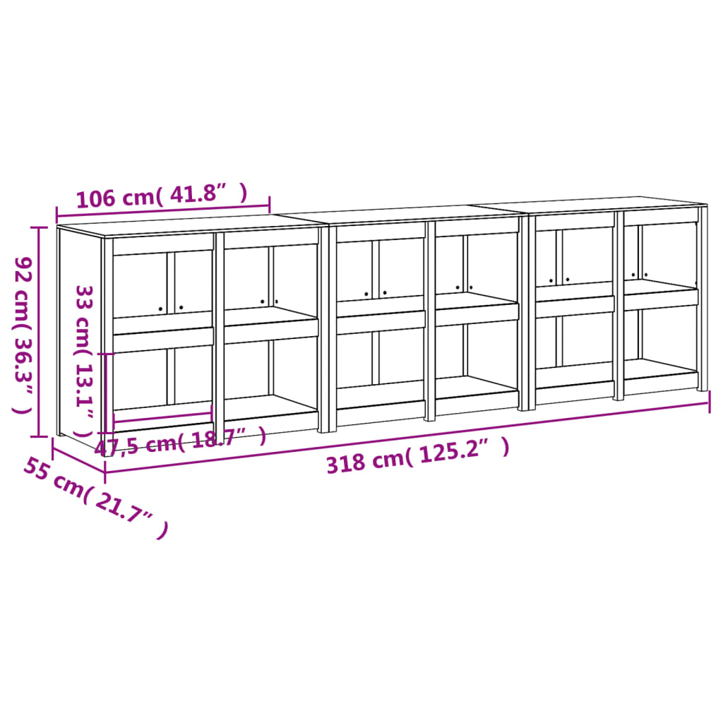 vidaXL Muebles de cocina de exterior 3 pzas madera maciza pino blanco