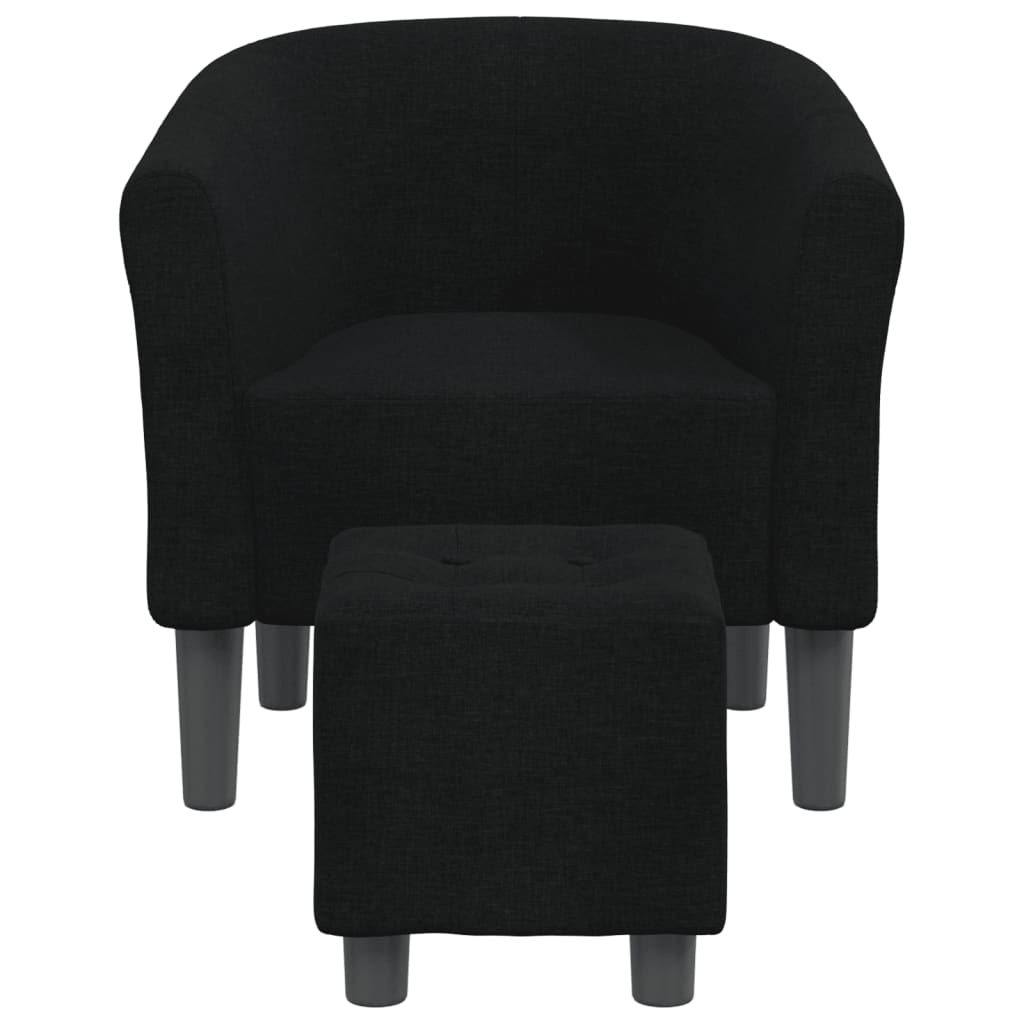 vidaXL Sillón con taburete tela negra