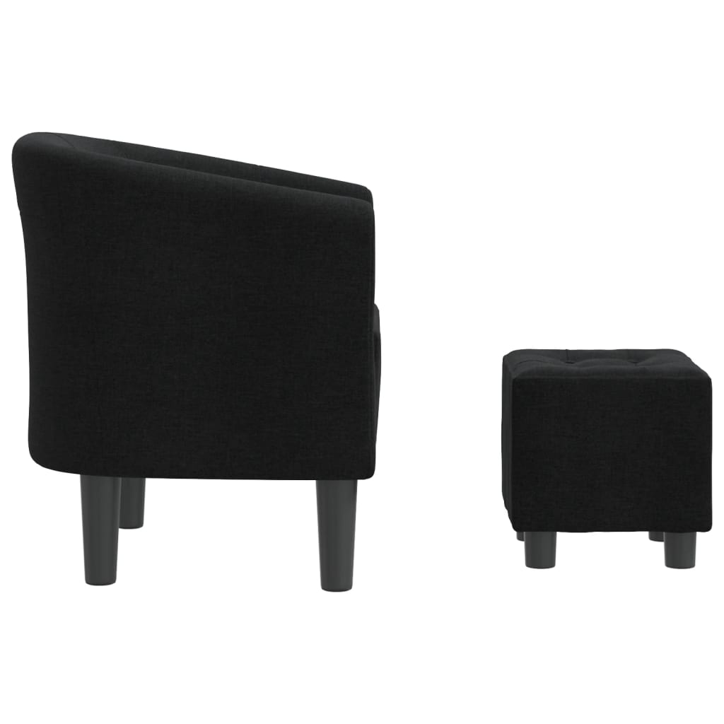 vidaXL Sillón con taburete tela negra