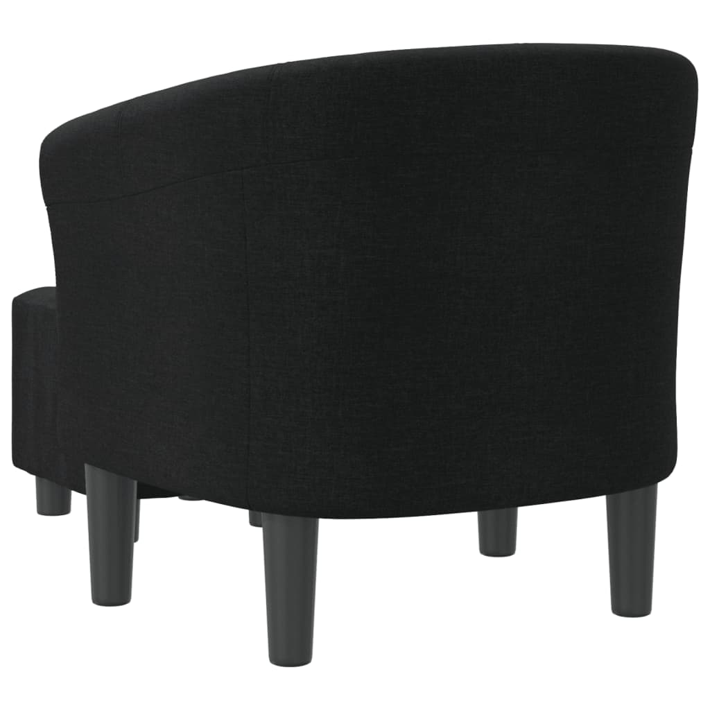 vidaXL Sillón con taburete tela negra