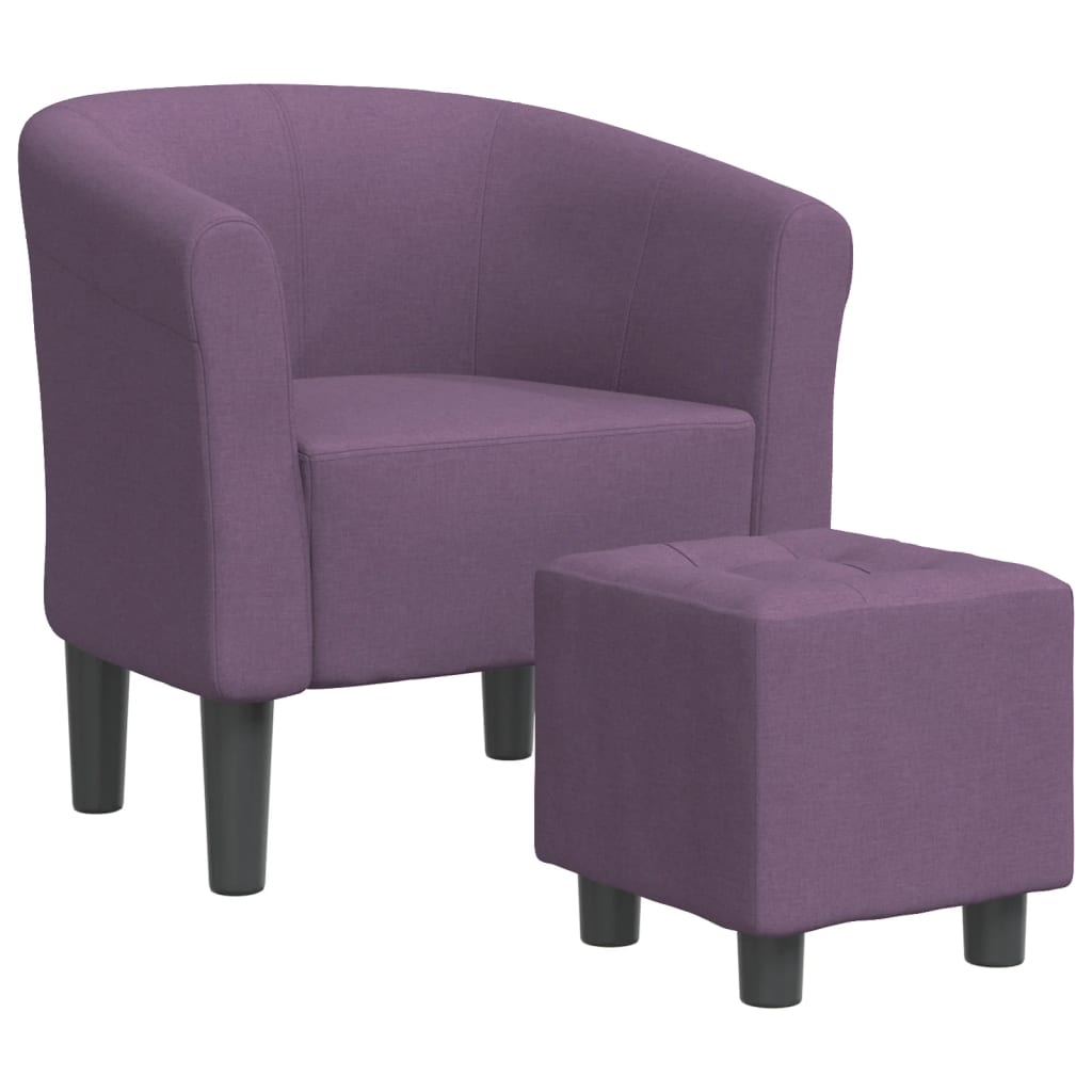 vidaXL Sillón con taburete tela morado