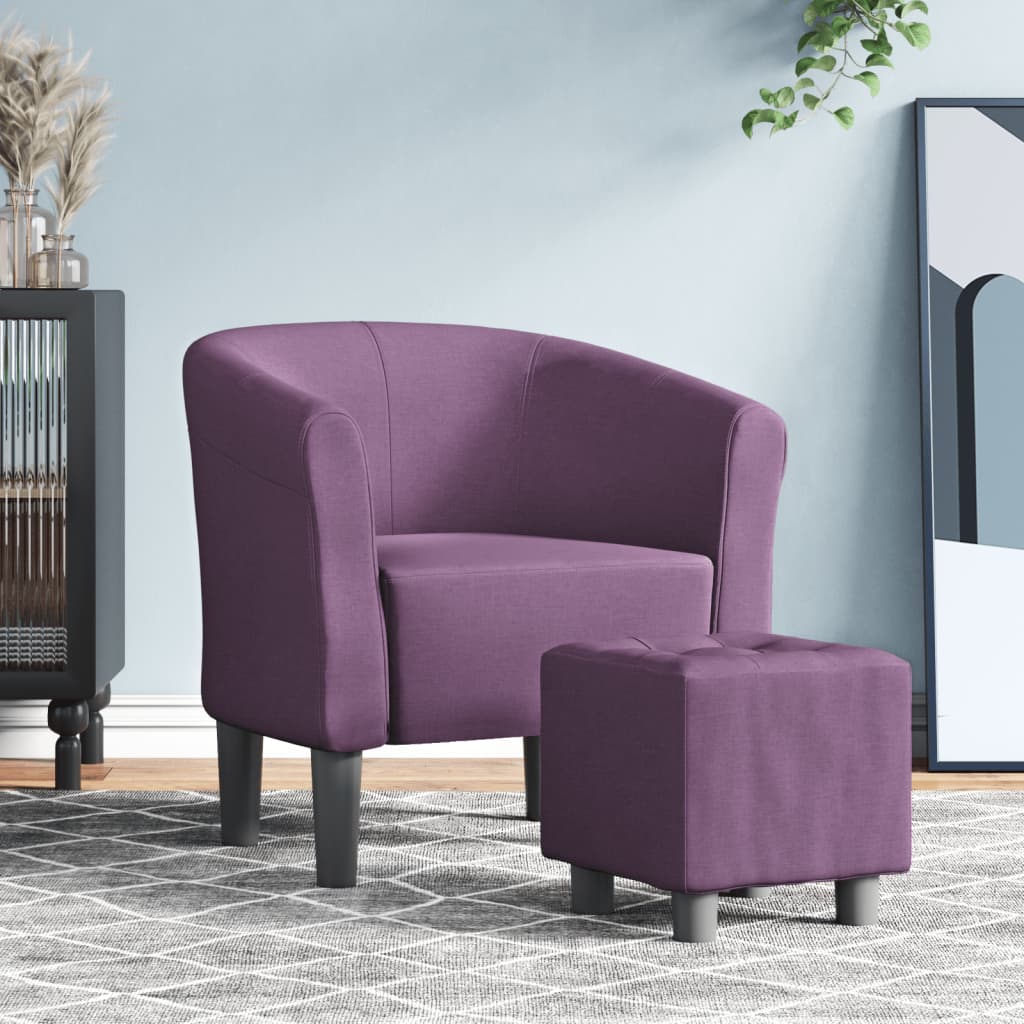 vidaXL Sillón con taburete tela morado