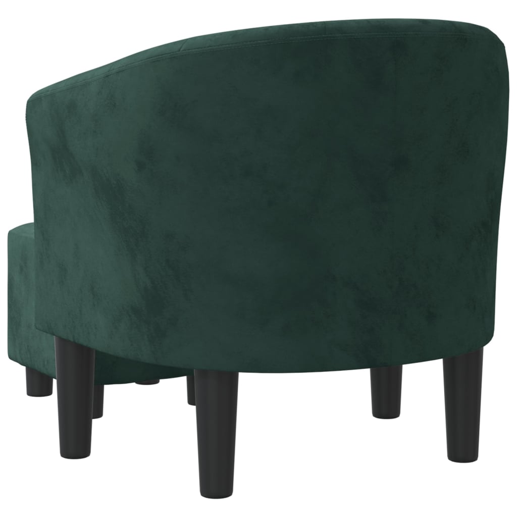 vidaXL Sillón con taburete terciopelo verde oscuro