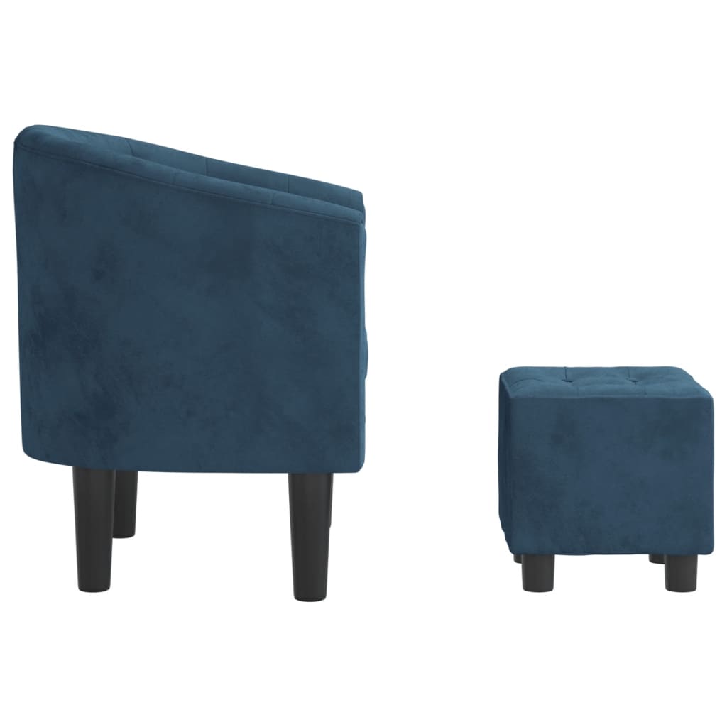 vidaXL Sillón con taburete terciopelo azul oscuro