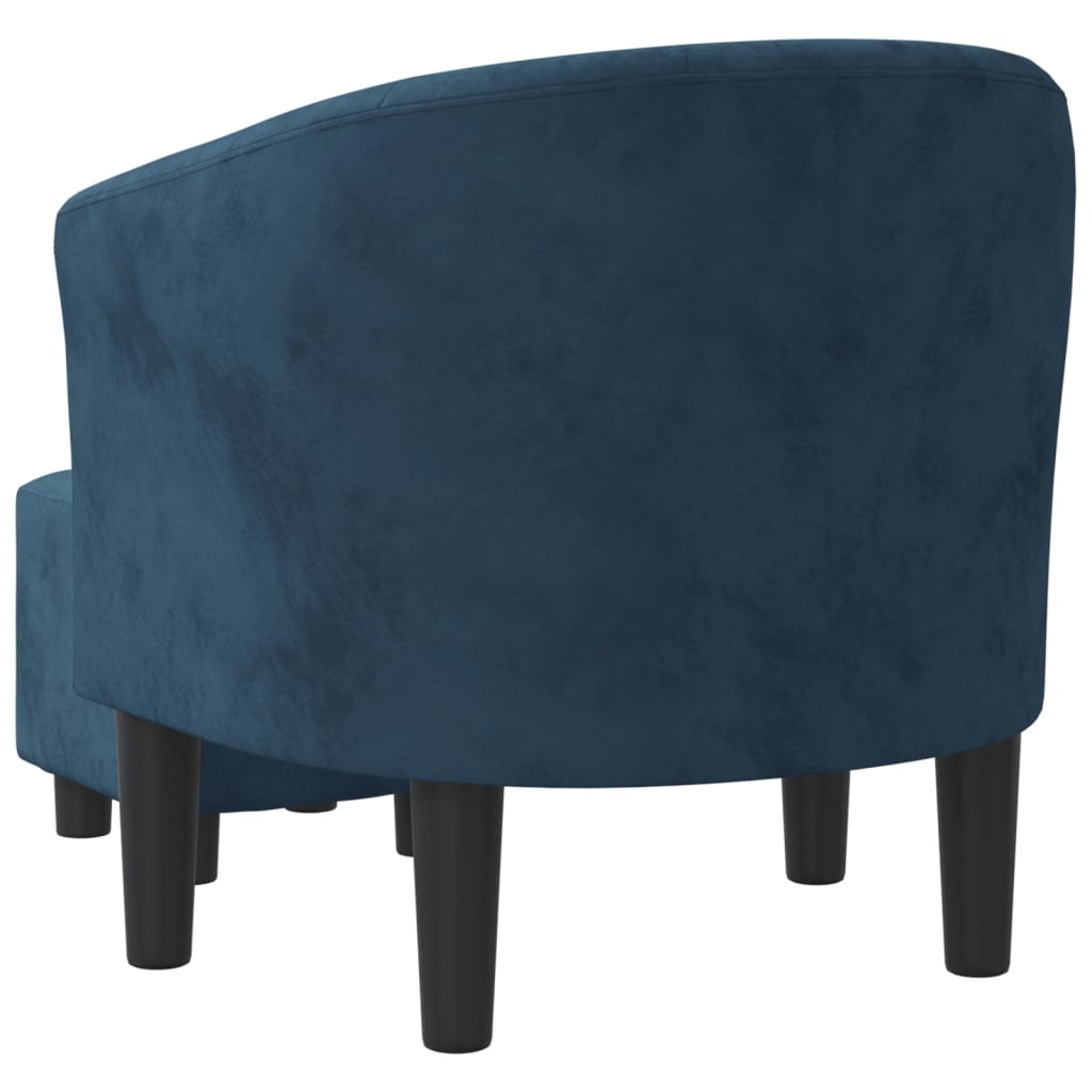 vidaXL Sillón con taburete terciopelo azul oscuro