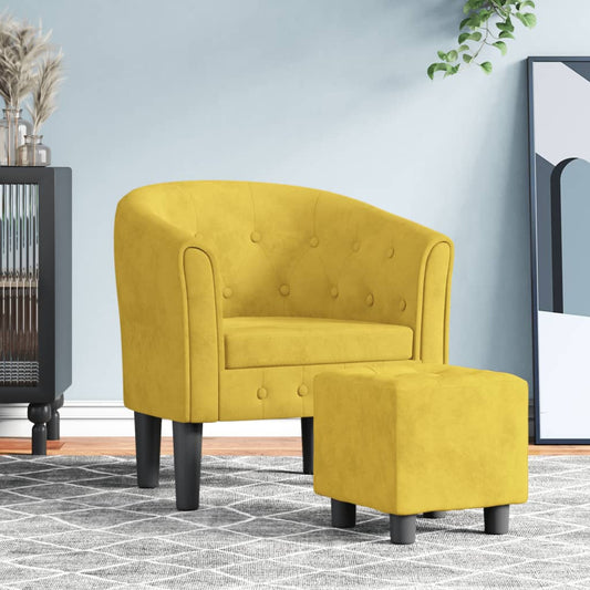 vidaXL Sillón con taburete terciopelo amarillo