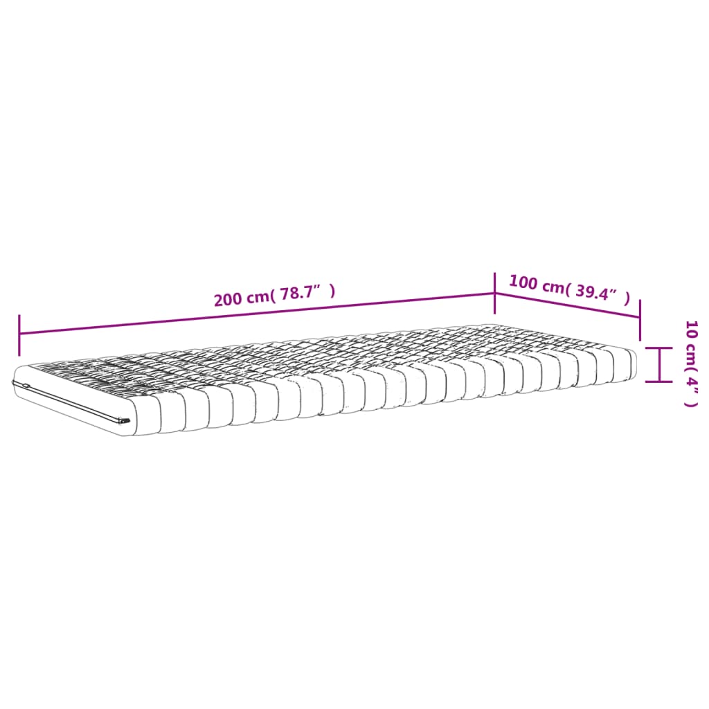 vidaXL Colchón de espuma de 7 zonas dureza 20 ILD blanco 100x200 cm