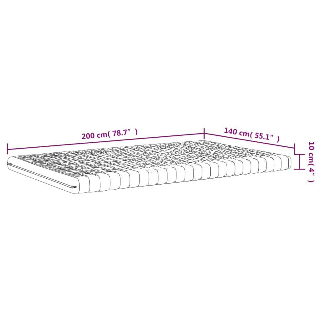 vidaXL Colchón de espuma de 7 zonas dureza 20 ILD blanco 140x200 cm