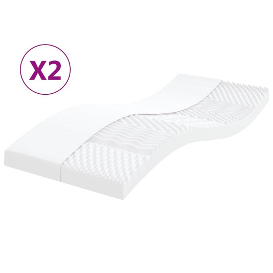 vidaXL Colchones de espuma 2 uds 7 zonas dureza 20 ILD 100x200 cm