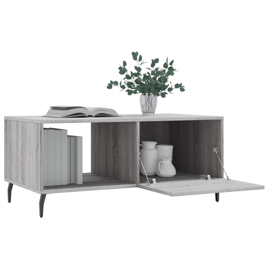 vidaXL Mesa de centro madera contrachapada gris Sonoma 90x50x40 cm