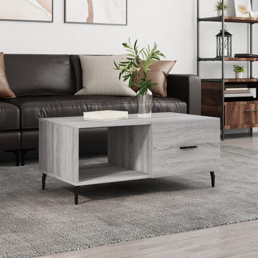 vidaXL Mesa de centro madera contrachapada gris Sonoma 90x50x40 cm