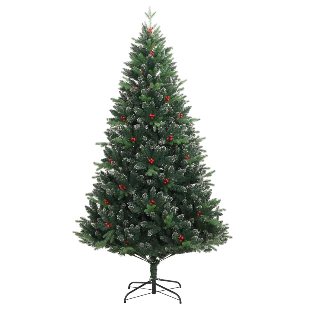 vidaXL Árbol de Navidad artificial con bisagras y frutos rojos 120 cm