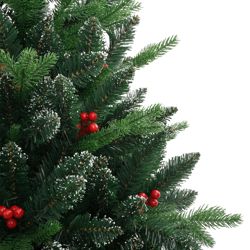 vidaXL Árbol de Navidad artificial con bisagras y frutos rojos 210 cm