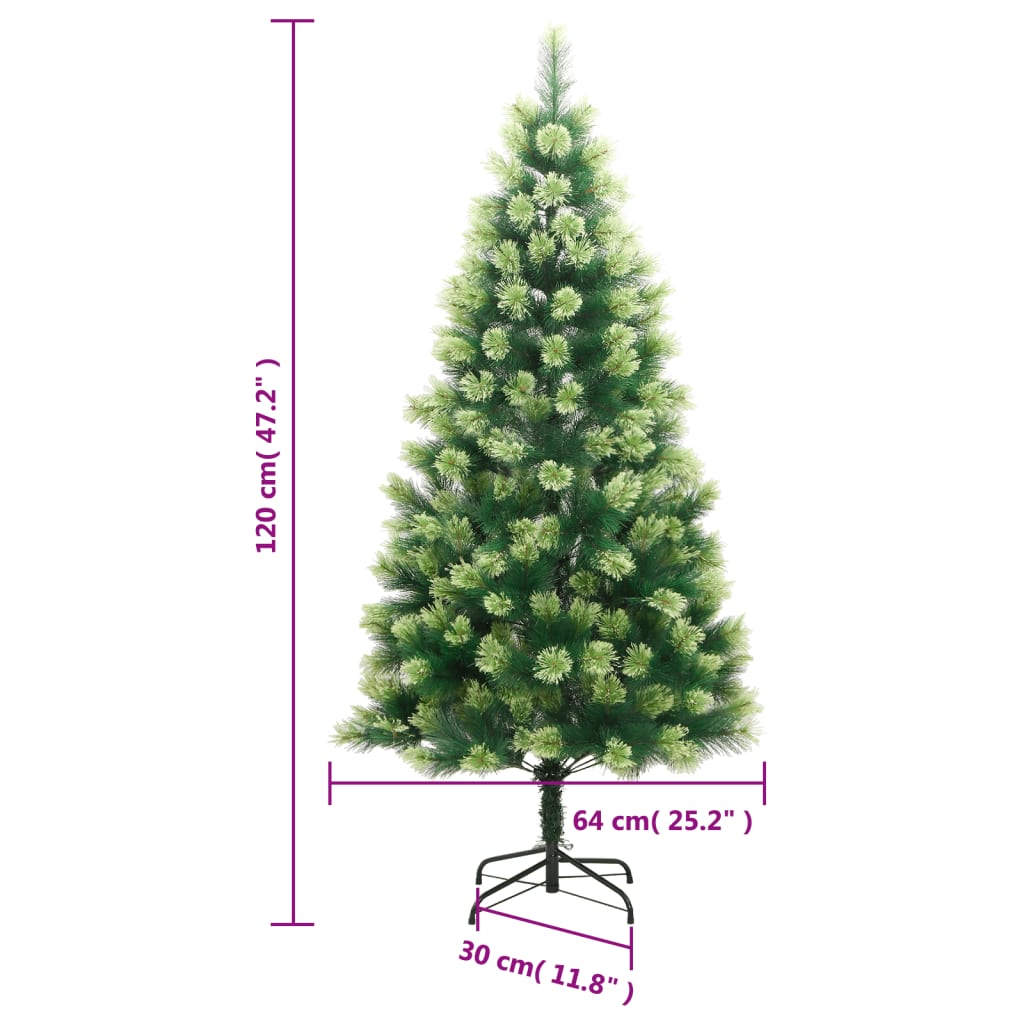 vidaXL Árbol de Navidad artificial con bisagras y soporte 120 cm