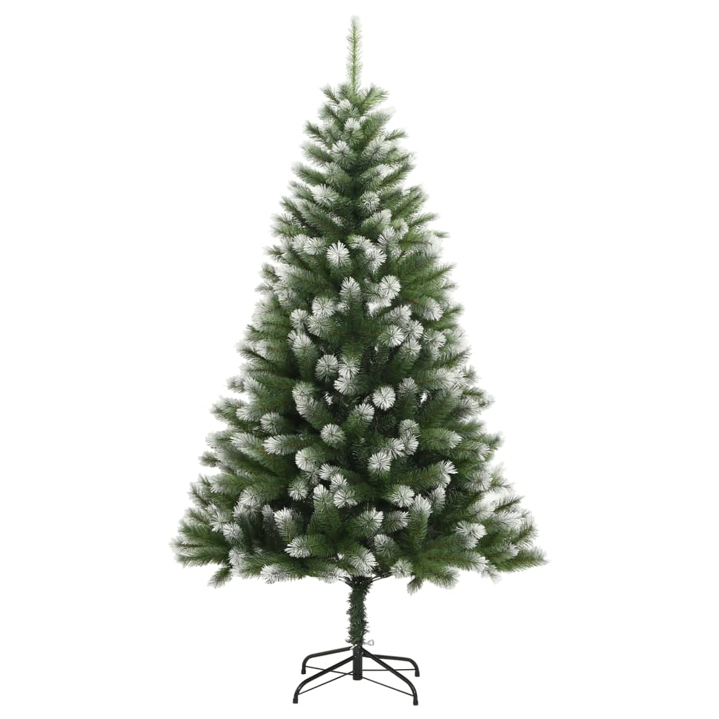 vidaXL Árbol de Navidad artificial con bisagras y nieve flocada 150 cm