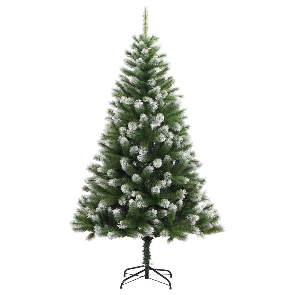 vidaXL Árbol de Navidad artificial con bisagras y nieve flocada 210 cm