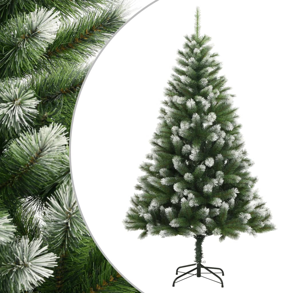 vidaXL Árbol de Navidad artificial con bisagras y nieve flocada 240 cm