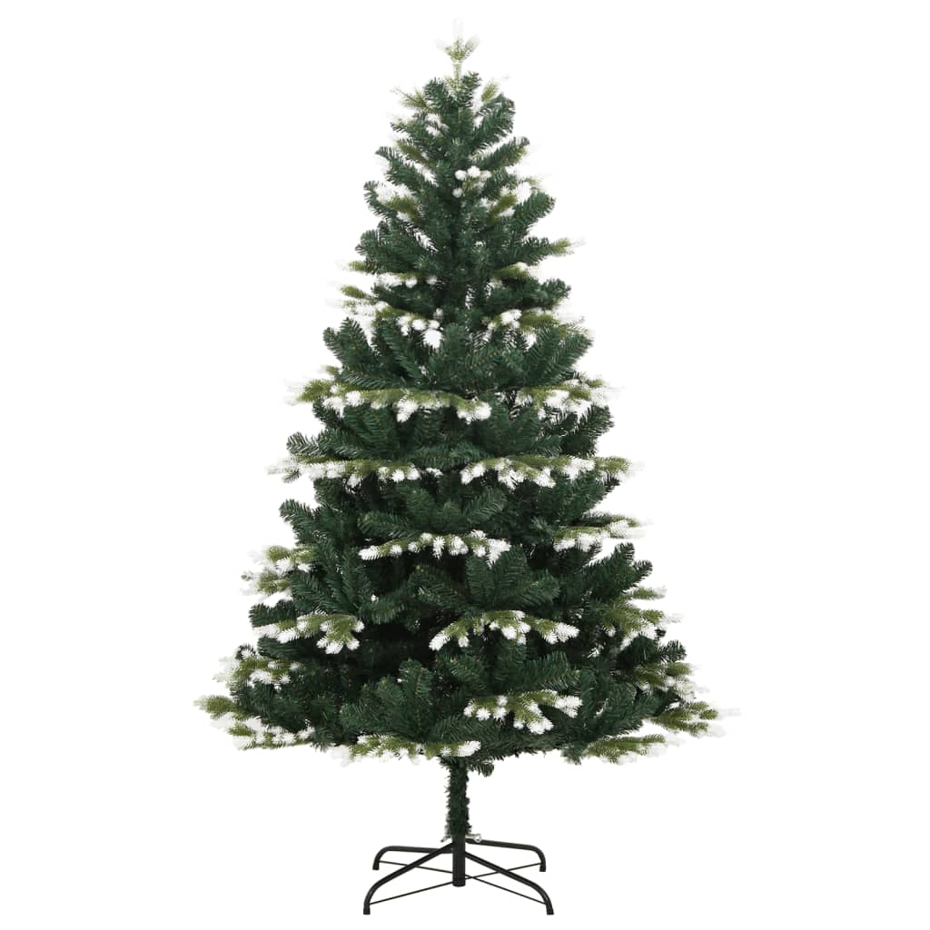 vidaXL Árbol de Navidad artificial con bisagras y nieve flocada 120 cm