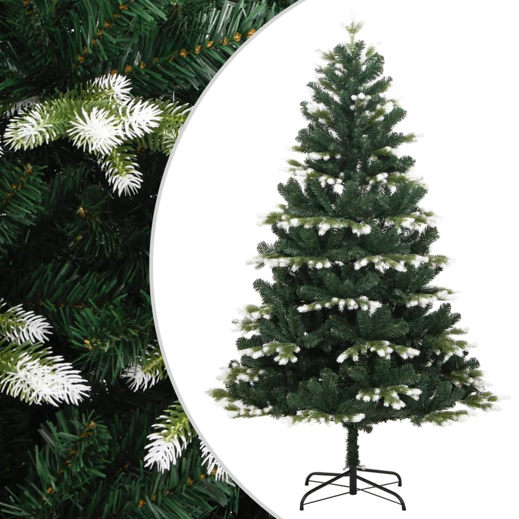 vidaXL Árbol de Navidad artificial con bisagras y nieve flocada 180 cm