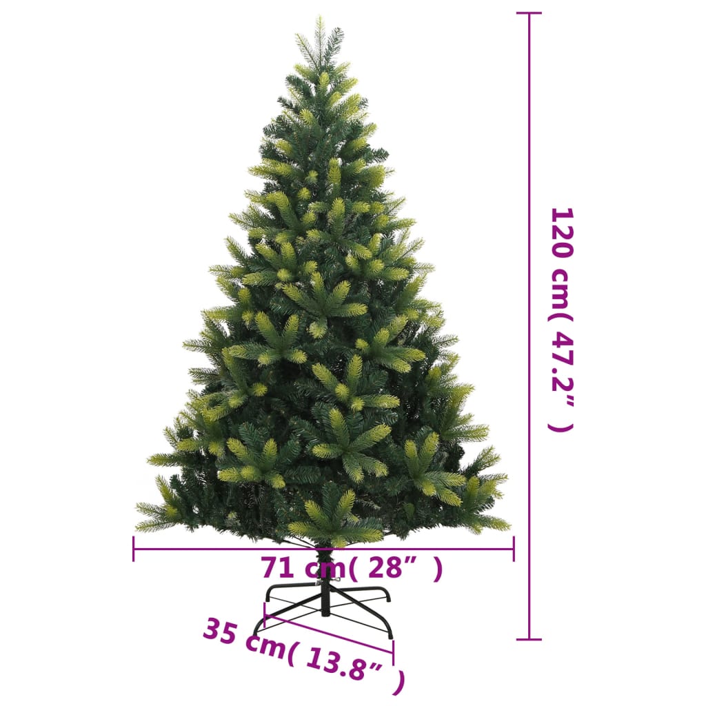 vidaXL Árbol de Navidad artificial con bisagras y soporte 120 cm