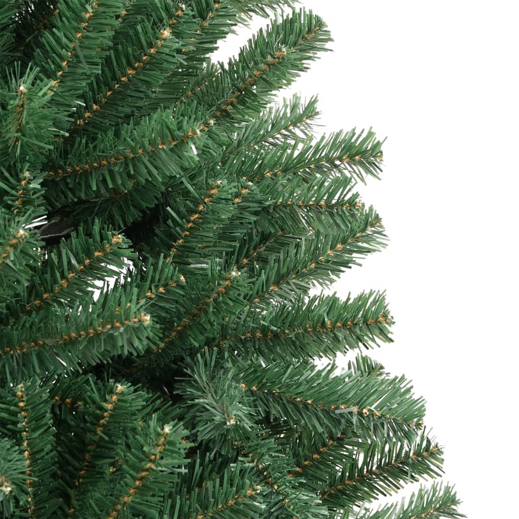 vidaXL Árbol de Navidad artificial con bisagras y soporte verde 210 cm