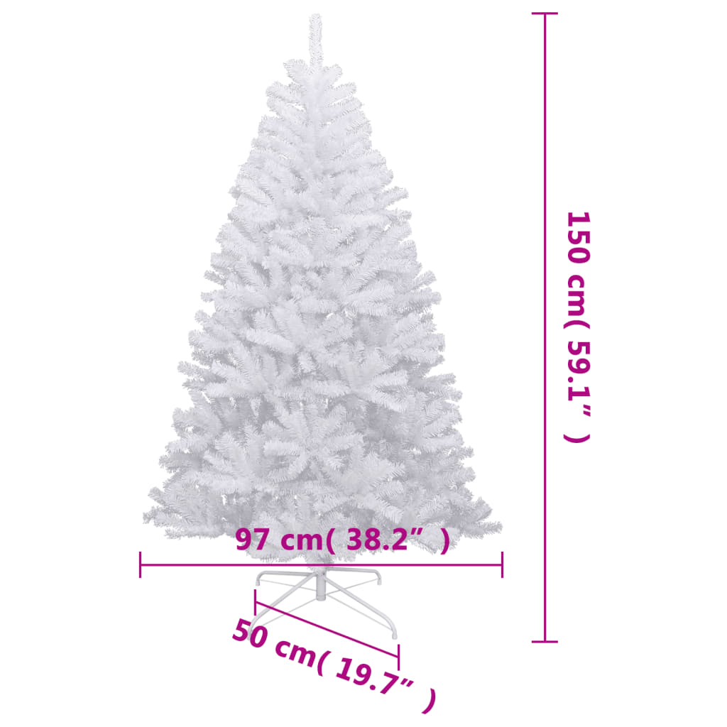 vidaXL Árbol de Navidad artificial con bisagras y nieve flocada 150 cm