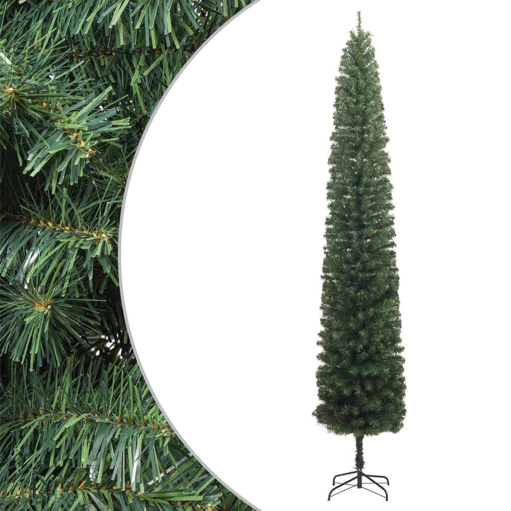 vidaXL Árbol de Navidad estrecho con soporte PVC 270 cm