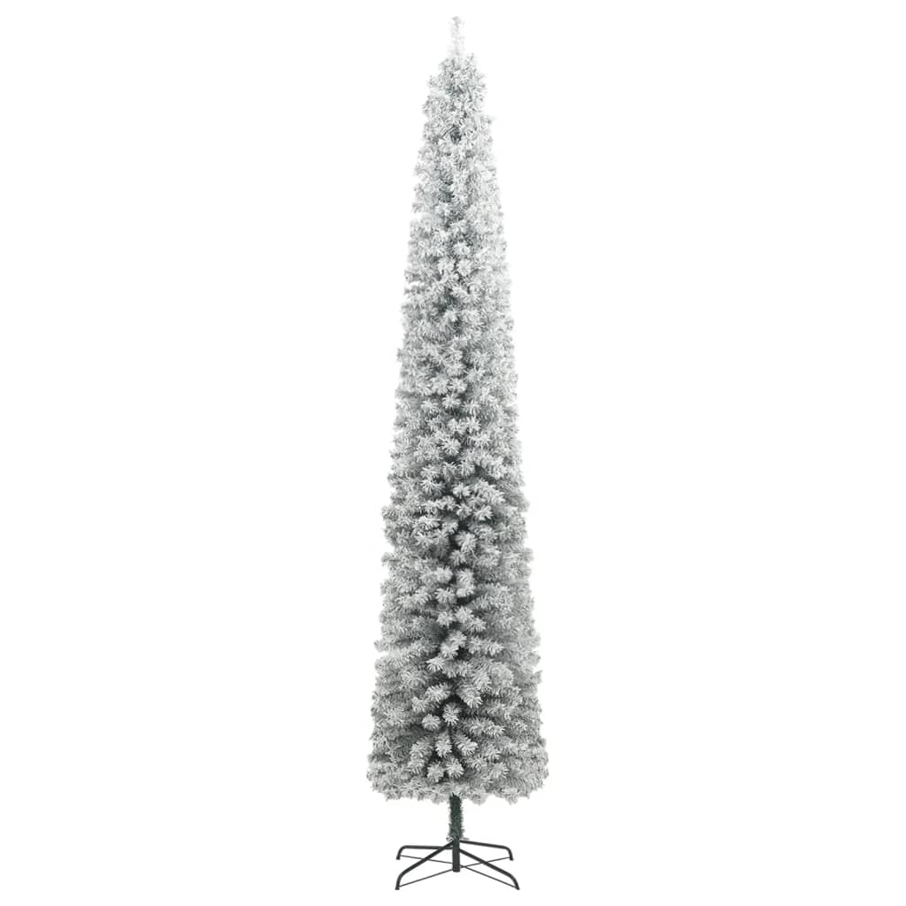 vidaXL Árbol Navidad estrecho con soporte y nieve artificial PVC 270cm