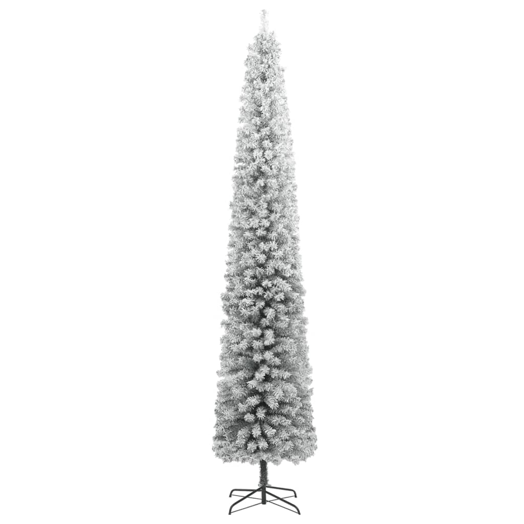 vidaXL Árbol Navidad estrecho con soporte y nieve artificial PVC 300cm