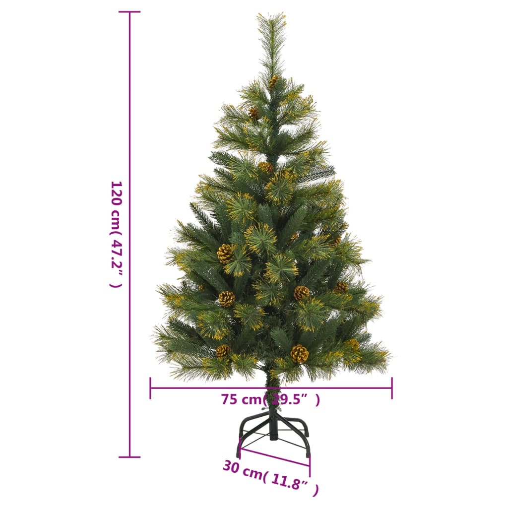 vidaXL Árbol de Navidad artificial con piñas 120 cm