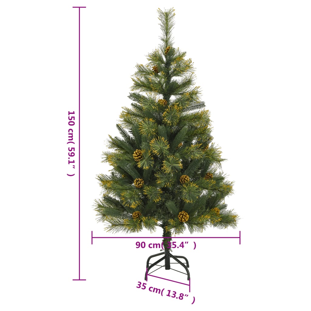 vidaXL Árbol de Navidad artificial con piñas 150 cm