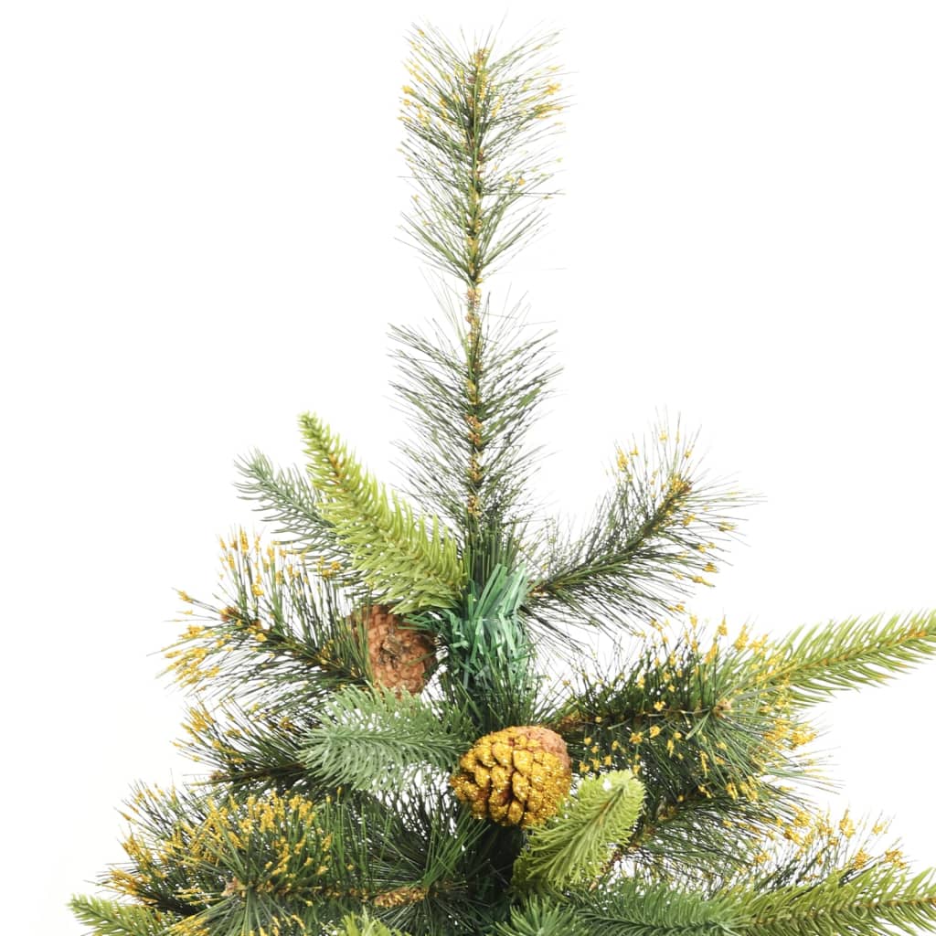 vidaXL Árbol de Navidad artificial con piñas 210 cm