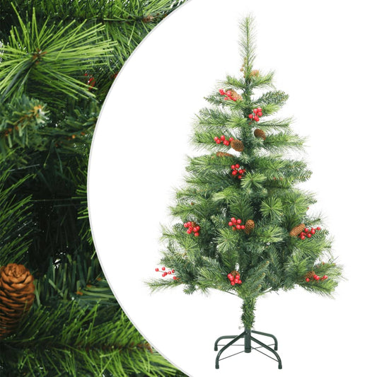 vidaXL Árbol de Navidad artificial con piñas y bayas 120 cm