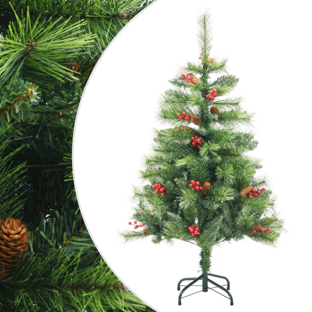 vidaXL Árbol de Navidad artificial con piñas y bayas 150 cm