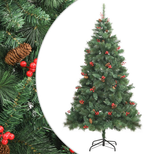 vidaXL Árbol de Navidad artificial con piñas y bayas 180 cm