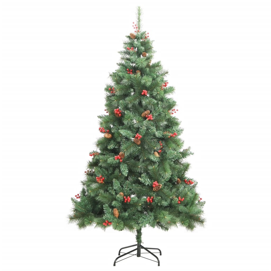 vidaXL Árbol de Navidad artificial con piñas y bayas 180 cm