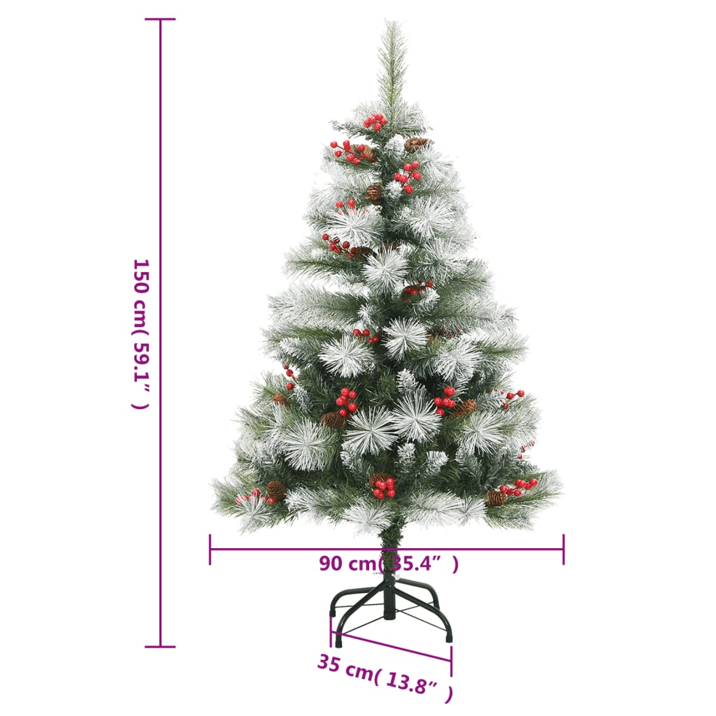 vidaXL Árbol de Navidad artificial con piñas y bayas 150 cm