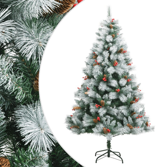 vidaXL Árbol de Navidad artificial con piñas y bayas 180 cm