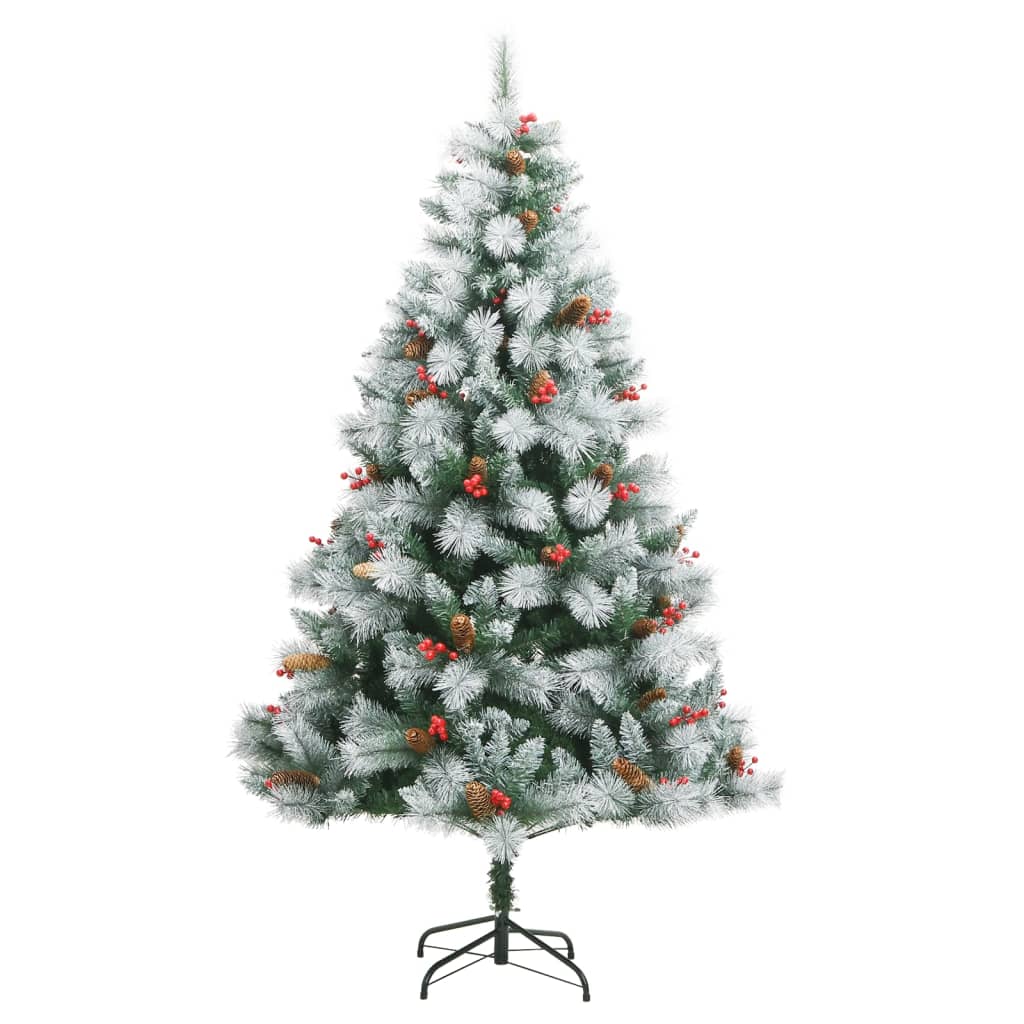 vidaXL Árbol de Navidad artificial con piñas y bayas 180 cm