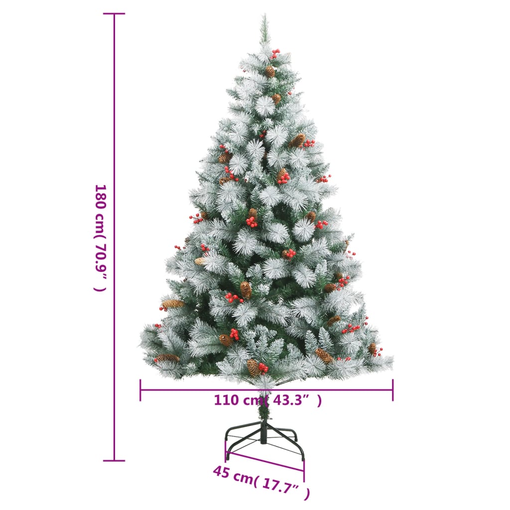 vidaXL Árbol de Navidad artificial con piñas y bayas 180 cm