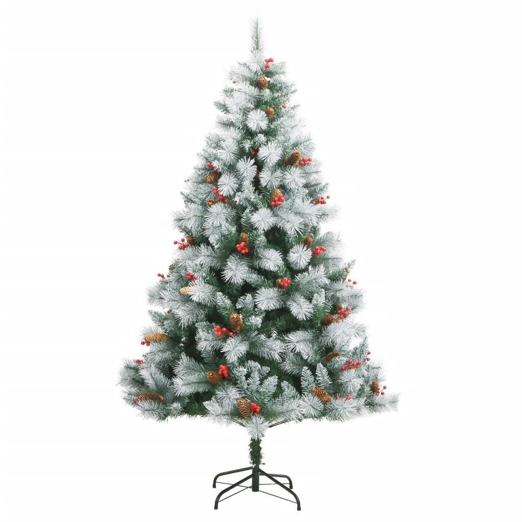 vidaXL Árbol de Navidad artificial con piñas y bayas 210 cm