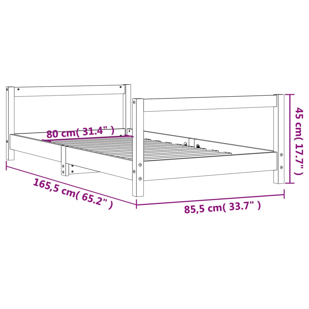 vidaXL Estructura de cama para niños madera maciza de pino 80x160 cm