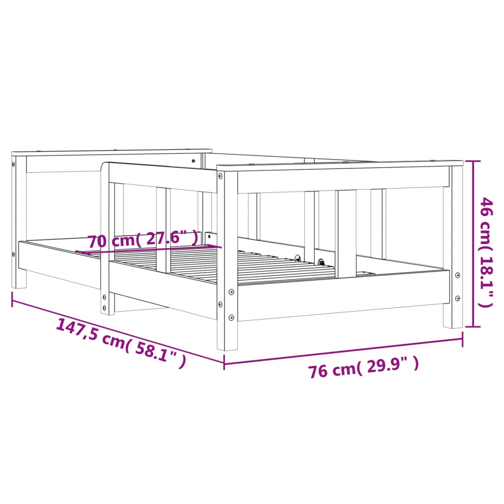 vidaXL Estructura de cama para niños madera maciza de pino 70x140 cm